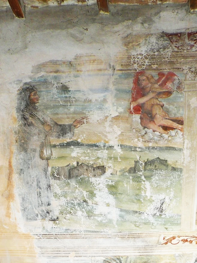 Il Romanino-184-Sant'Onofrio di Bovezzo (Bs), Scena della serie sulla vocazione eremitica del Santo